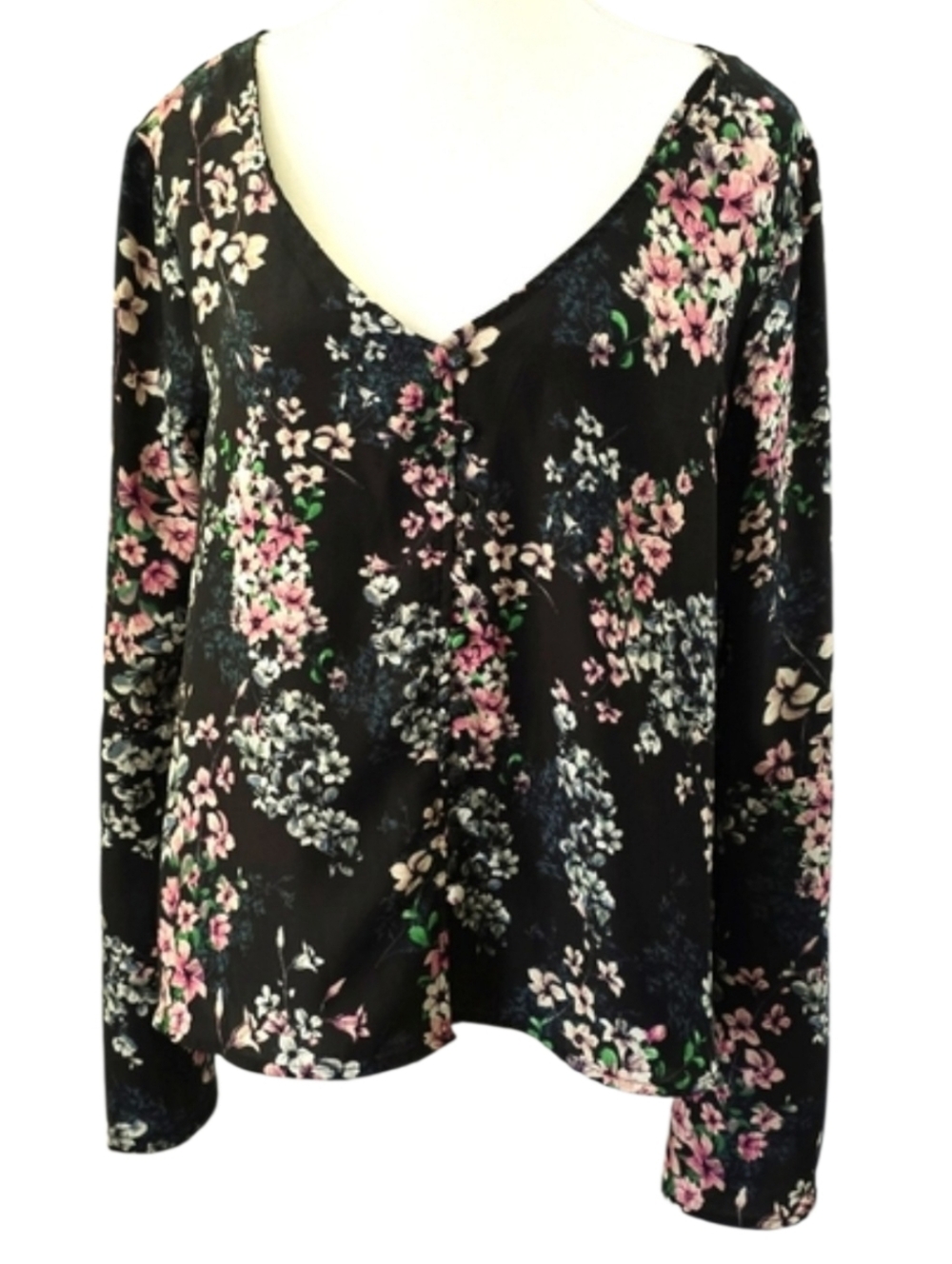 Cupcakes and Cashmere Floral V-Neck Long Sleeve Blouse Size M | Romantic Boho